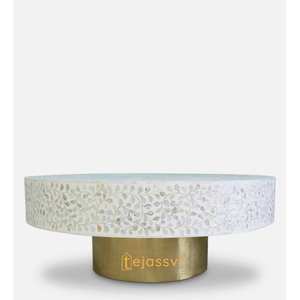 Table basse ronde la plus vendue avec incrustation MOP, design floral, table centrale, table de cocktail, mobilier moderne de luxe - Product Image 2