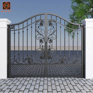 Puerta Metálica de Doble Hoja Estilo Europeo KHP, Recubierta con Polvo, Puerta Batiente Resistente para Uso Exterior en Villas - Product Image 1