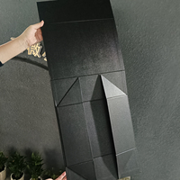Boîte Cadeau Magnétique Noire de Luxe Personnalisée, Impression de Logo, Carton Rigide Pliable, Emballages en Papier Pliant