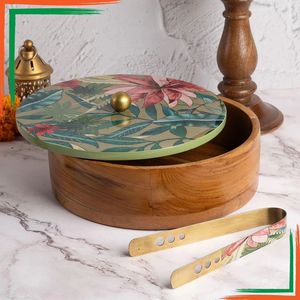 Wooden Enamel Eco-Friendly Dishwasher Safe Moisture-Proof Handcrafted Roti <b>Box</b> <b>for</b> <b>Presents</b> - Product Image 2