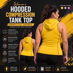 Women's Hooded Compression Tank Top Plus Size Workout <b>Singlet</b> Hood Ladies Sportswear Training Top Women's Gym Hoodie Vest - Product Image 3