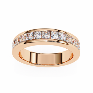 Bague RAAMAA en or rose 10k 14k 18k avec serti de pierres en forme de prisme, style éternité à onze pierres - Product Image 2
