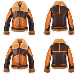 URBANGAZER Men's 100% Polyester Bomber <b>Jacket</b> Color Blocking Faux Fur Lining Windproof Breathable Thick Winter Moto Style - Product Image 6