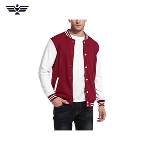 Veste varsity épaisse pour homme, couleur gris marine, blocs de couleurs, écologique, manches en cuir PU, boutons pression, coupe-vent, hiver - Product Image 2