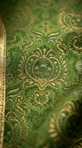 Chasuble vert pour clergé avec bordure dorée et motif de vigne brodé – Vêtement liturgique formel pour prêtres - Product Image 4
