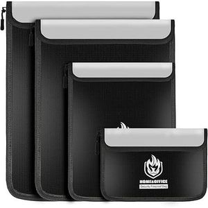 Confezione da 4 buste ignifughe per documenti, custodia impermeabile per documenti con cerniera, borsa ignifuga per denaro e busta - Product Image 1