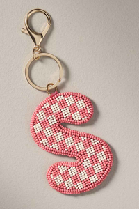 ABDUL REHMAN ENTERPRISES Porte-clés lettre Z à motifs à carreaux et perles, broderie personnalisée de perles de rocaille, breloque de sac en métal doré, luxe - Product Image 3