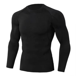 Unisex Full Sleeve Rash Guard <b>Compression</b> <b>Shirt</b> Quick Dry Polyester Sportswear Fitness Training Top <b>Black</b> UPF50+ Anti-Bacterial - Product Image 1