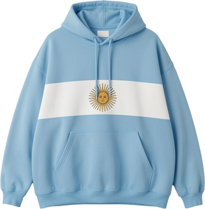 Sudadera con Capucha Personalizada para Hombre, con la Bandera de Argentina, Estilo Invernal, Oversize, con Bolsillo de Felpa, Poliéster/Algodón 320g, Ropa Urbana - Product Image 1