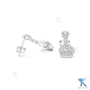 ต่างหูเพชรทรงหยดน้ำ KRUP JEWELS เพชรเลี้ยงในห้องปฏิบัติการ ประดับทองคำแท้ 14K 18K แบบฝังเพชรเต็มเม็ด ทรงหยดน้ำเปิด รับรองโดย IGI หรูหรา - Product Image 5