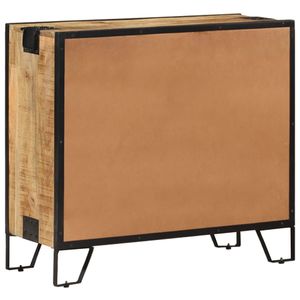 Buffet rectangulaire en bois de manguier massif brun de style industriel pour armoires de salon - Product Image 5