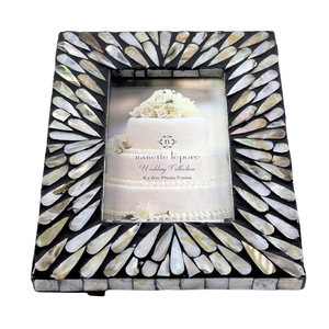 Luxe élégant fait à la main en MDF Photo rectangulaire forme personnalisée incrustation de nacre motif de pétale incrustation de coquille de table créative - Product Image 4