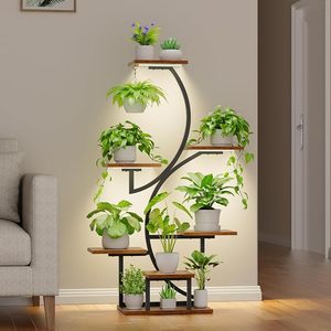 Handcrafted Multi-Tier Metal & Wooden Plant Stand Indoor Floor Standing Flower Pot Display <b>Shelf</b> for Living Room Balcony Patio - Product Image 3