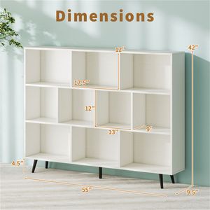 Libreria Moderna Stile Antico 140x24x107 cm con 5 Gambe in Metallo e 2 Dispositivi Anti-Ribaltamento per Soggiorno e Hotel - Product Image 4