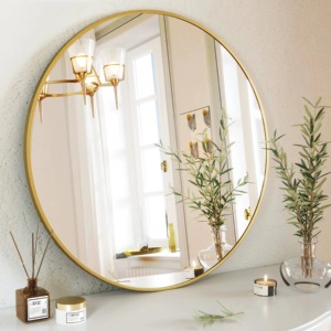 Modern Wall <b>Mirror</b> Slim Gold Metal Frame Decorative <b>Hanging</b> <b>Mirror</b> for Wedding Living Room-REHMAN CRAFT Handmade Contemporary - Product Image 6