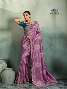 Indian Bollywood Modern Women Designer Silk Saree with Ethnic Blouse Comfortable and Stylish Wedding Exclusive Party Wear - Product Image 1