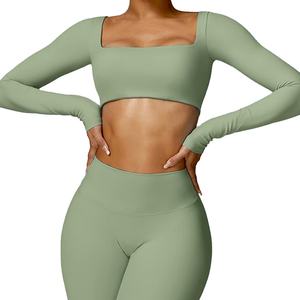 Vêtements de sport pour femmes en promotion, soutien-gorge de sport de haute qualité, leggings taille haute, ensemble de vêtements de sport à manches longues, vêtements de sport pour la salle de sport, ensemble de yoga - Product Image 1