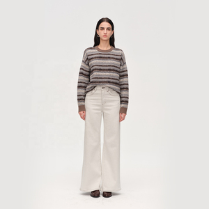 Women's Denim Breathable High Waist Solid Color Simple Soft Comfortable <b>Boot</b> Cut Wide Leg Jeans Regular Fit Stretch Denim - Product Image 1