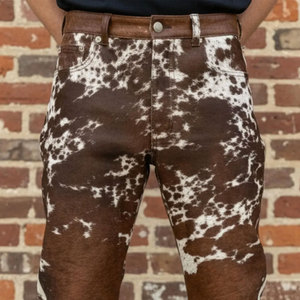 Custom Logo <b>Men</b> Cowhide Print <b>Pants</b> Cowboy Western and Street Cowhide <b>Pant</b> <b>Men</b> 100% Cowhide Hair <b>Pant</b> With Pockets for <b>men</b> - Product Image 3