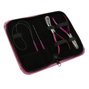 Professional 5Pcs <b>Pink</b> Hair Extension <b>Tool</b> <b>Kit</b> Micro Ring Link Beads Remover Pliers Pulling Loop Latch Hook Needle Sets - Product Image 5