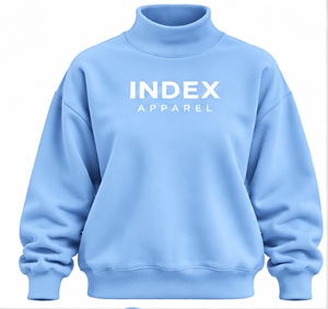 Sudadera de Cuello Alto Azul Claro de Index Apparel, Corte Holgado, Unisex, Informal, para Otoño - Product Image 1