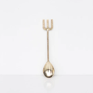 Cuillère à dîner en laiton plaqué or à long manche, motif gaufré, faite à la main, pour mariage, table à manger, dessert, soupe - Product Image 1