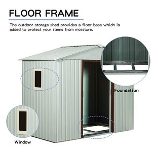 Abri de jardin en métal blanc de 2,4 m x 1,2 m avec fenêtre, résistant aux intempéries et durable – Solution de rangement et abri - Product Image 6