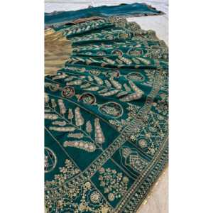 Lehenga Choli Tradicional China para Fiestas con Bordado de Hilo y Lentejuelas - Product Image 4