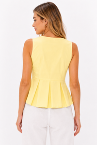 Haut sans manches à volants personnalisé pour femme, élégant, col en V, pour le bureau, chemise 100 % coton de haute qualité, fournisseur de mode boutique - Product Image 2