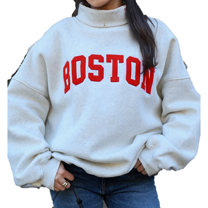 Sudadera de cuello alto bordada para mujer, mezcla de poliéster/algodón, anti-bolitas, transpirable y ecológica - Product Image 4