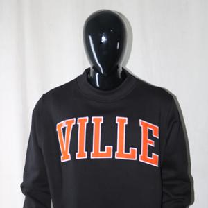 VILLE BLACK <b>Mock</b> <b>Neck</b> Sweatshirt 100%ORANGE Applique Embroidery wide <b>neck</b> Sweatshirt Finer Threads - Product Image 3