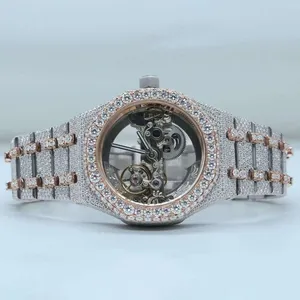 Luxury Classic Mechanical Movement Iced Diamond <b>Watch</b> for <b>Men</b> VVS Moissanite Smart Dial Custom in Rose <b>Gold</b> - Product Image 1