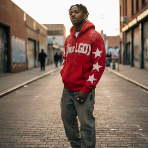 Sweat à capuche anti-décoloration 480 GSM avec patch brodé personnalisé – Streetwear en coton premium surdimensionné et vieilli - Product Image 5