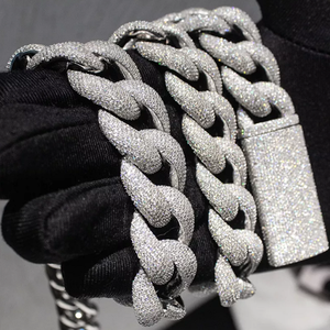 Cadena de Eslabones Cubanos de Plata de Ley 925 con Moissanita VVS, Certificada por GRA, Joyería Hip Hop para Hombres y Mujeres - Product Image 5