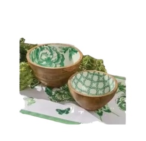 Bol en émail en bois biodégradable fait à la main par Craft Emporium Assiette jetable avec autocollant imprimé pour le service et la cuisine - Product Image 1