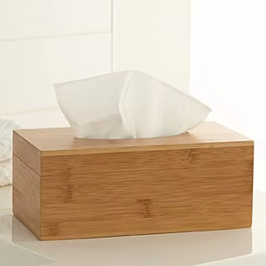 Caja de pañuelos de madera hecha a mano por Blossom Craft India - Product Image 1