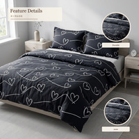 Ensemble de literie en microfibre douce 100% polyester, 4 pièces, housse de couette, drap, taie d'oreiller, moderne, toutes saisons, lavable, vente en gros