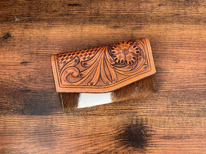 Haute qualité usiné à la main et cheveux sur cuir de vachette portefeuille femmes élégant en cuir véritable portefeuille multi-usage sculpté portefeuille en cuir - Product Image 5