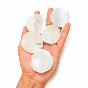 High Quality Muntaha Handmade Healing Feng Shui Faceted Selenite <b>Crystal</b> Sphere Sculpture Art Collectible Home - Product Image 1