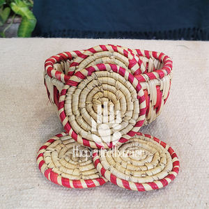 Posavasos Redondo de Hierba Moonj Roja, Diseño Clásico Ecológico, No Tóxico, Duradero, Theperfectbazaar - Product Image 3