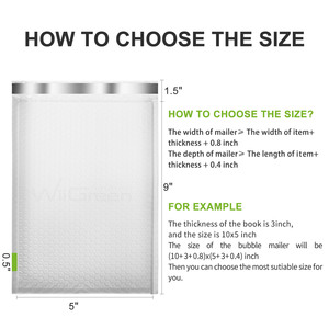 Sac de courrier d'emballage blanc, enveloppes rembourrées en plastique, Poly bulle, imperméable, lot de 50 pièces - Product Image 5