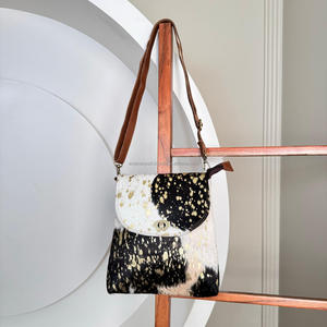 New Hair on Metallic <b>Crossbody</b> <b>Purse</b> Western Cowhide Handbag Premium High Quality Custom Genuine Leather Wholesale Women <b>Purse</b> - Product Image 2