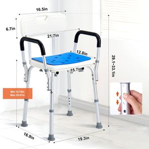 Taburete de baño de altura ajustable de 400 libras, silla de ducha de seguridad para bañera y ducha, equipo de baño - Product Image 6