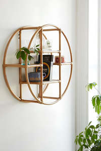 Étagère murale ronde en rotin écologique à 3 niveaux, présentoir tressé fait main, organisateur de rangement pour salon, vente en gros, B2B, OEM - Product Image 2