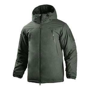Black Winter Padded Jacket with Hood Full Zip Outdoor Down Alternative <b>Coat</b> for Hiking <b>Travel</b> - Product Image 2
