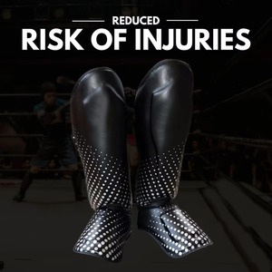 Adult PU Shin Guards Black Gold White Hook And Loop Closure Lightweight Protective Gear For Sports All Seasons - Product Image 4