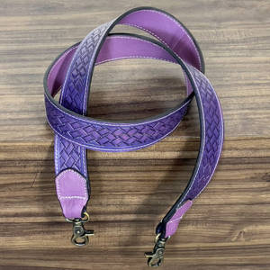 Luxury Personalized New Tooled Cow Leather <b>Straps</b> Camera <b>Bag</b> <b>Strap</b> Unisex High Quality Purple Genuine Leather <b>Replacement</b> Belt - Product Image 5