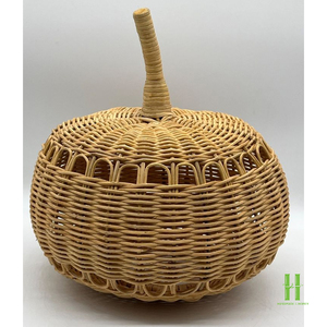 NOUVEAU DESIGN Panier de rangement en forme de citrouille tressé, fait main, décoration d'Halloween, citrouille en rotin naturel pour l'automne - Product Image 6