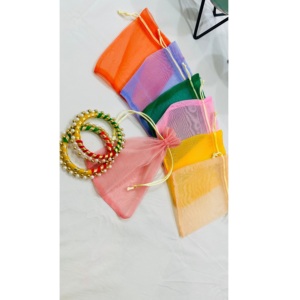Sacs en organza colorés pour cadeaux de mariage indien, emballage cadeau pour festivals - Product Image 2