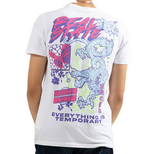 Camiseta Blanca de Manga Corta para Hombre con Estampado de Letras Coloridas, Corte Regular, Estilo Casual, Cuello Redondo, Tela Jersey - Product Image 2
